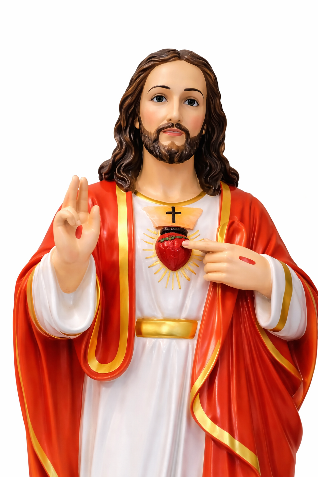 Sacred Heart Jesus Statue 15 Inch | Christian Prayer Room Decor | Fibre Religious Statue | Trinity Treasure