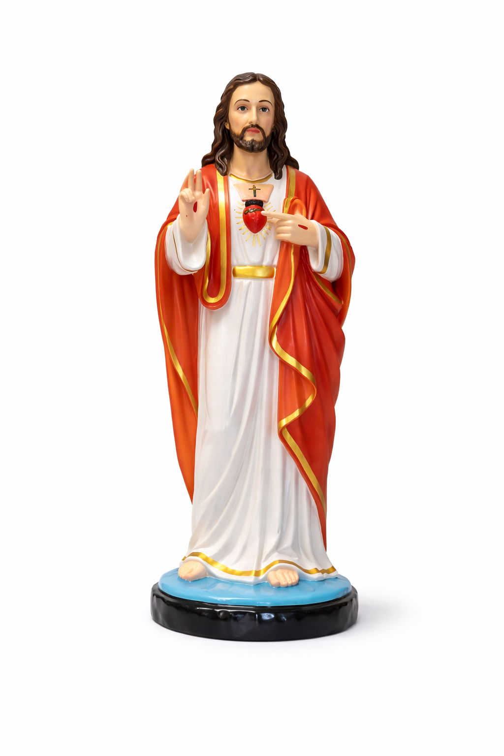 Sacred Heart Jesus Statue 15 Inch | Christian Prayer Room Decor | Fibre Religious Statue | Trinity Treasure
