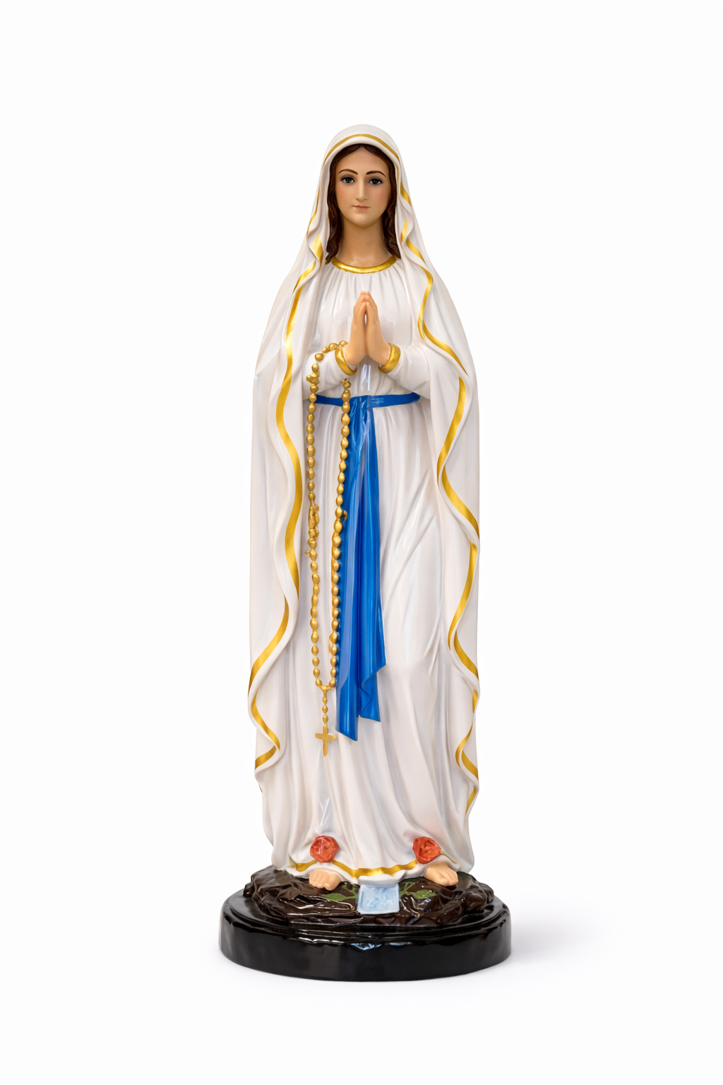 Mother Mary Lourdes Statue 15 Inch | Catholic Prayer Room Decor | Fibre Religious Statue | Trinity Treasure