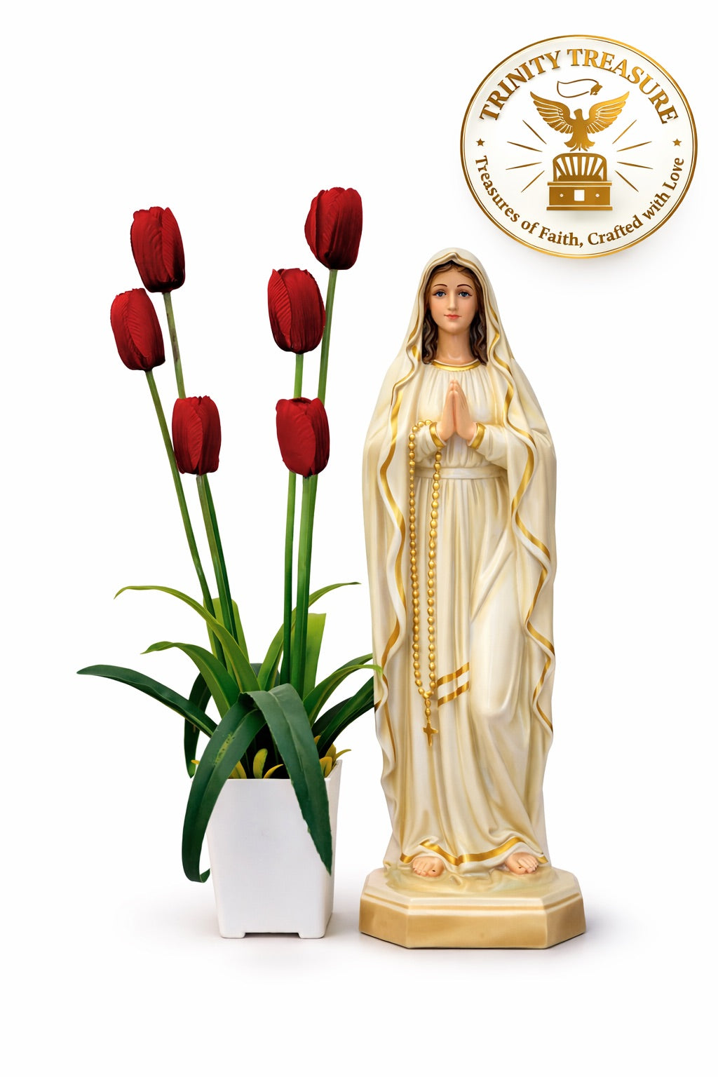 Mother Mary 15 Inch Fibre Statue | Catholic Prayer Room Statue | Christian Home Decor | Catholic Home Decor | Trinity Treasure