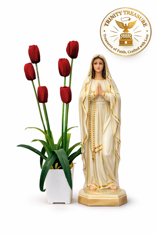 Mother Mary 15 Inch Fibre Statue | Catholic Prayer Room Statue | Christian Home Decor | Catholic Home Decor | Trinity Treasure