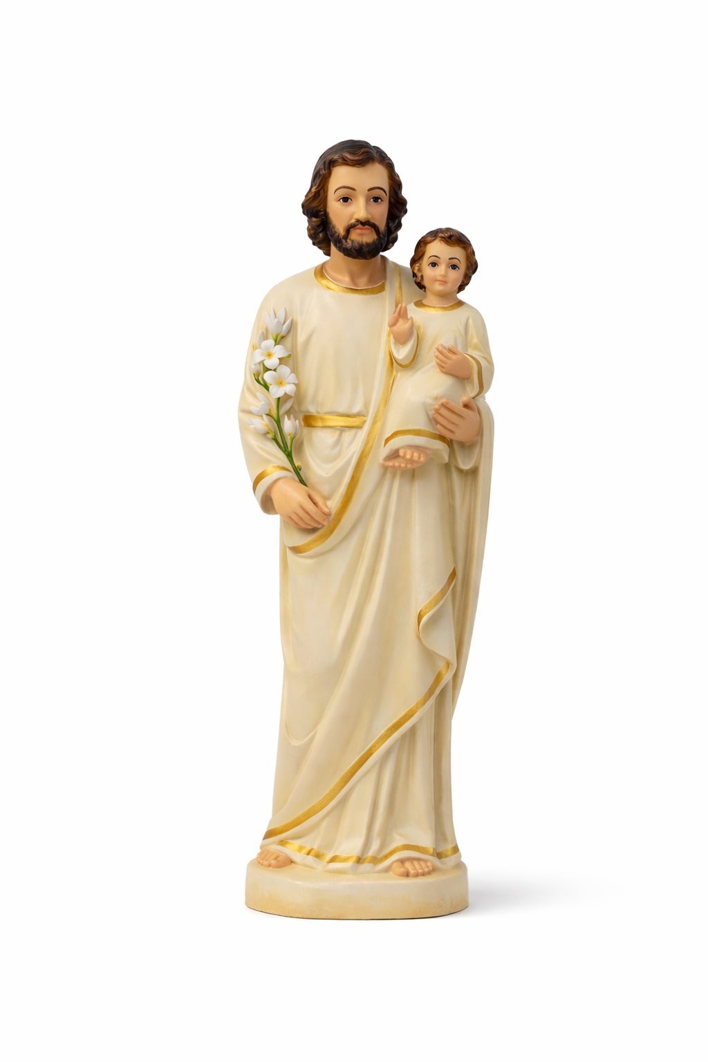 St. Joseph with Child Jesus Statue 15 Inch Fibre | Christian Devotional Statue | Trinity Treasure