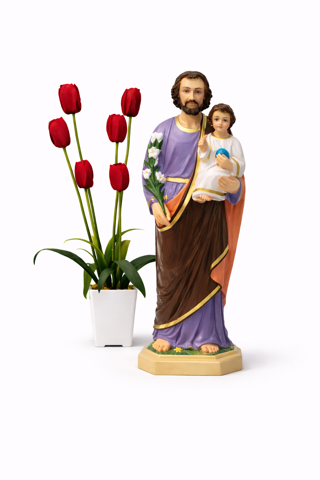 Saint Joseph with Child Jesus Statue 15 Inch Fibre | Catholic Home Decor | Trinity Treasure