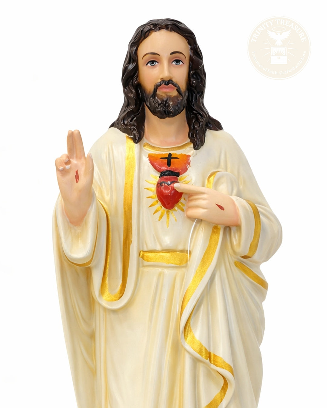 Sacred Heart of Jesus Statue | 15 Inch Fibre | Catholic Prayer Room Statue | Christian Home Decor | Trinity Treasure